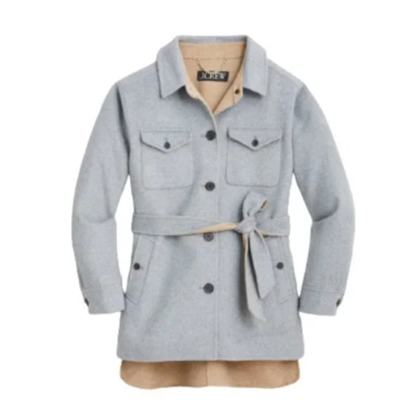 J. Crew Jackets & Blazers - JCrew Shirt Jacket Shacket Wool Belted Gray